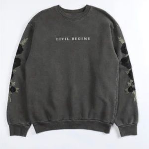 Civil Regime (Black) Roses All Day Crewneck in Vintage Ashes XL